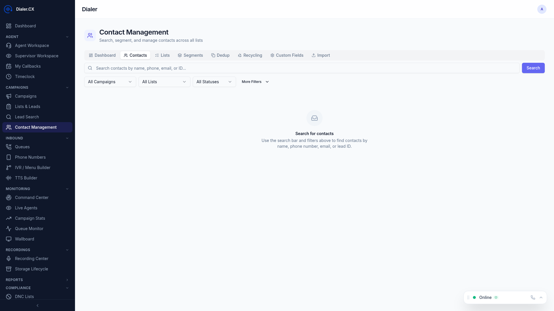 Full contacts view with all 8 tabs and detailed contact management interface