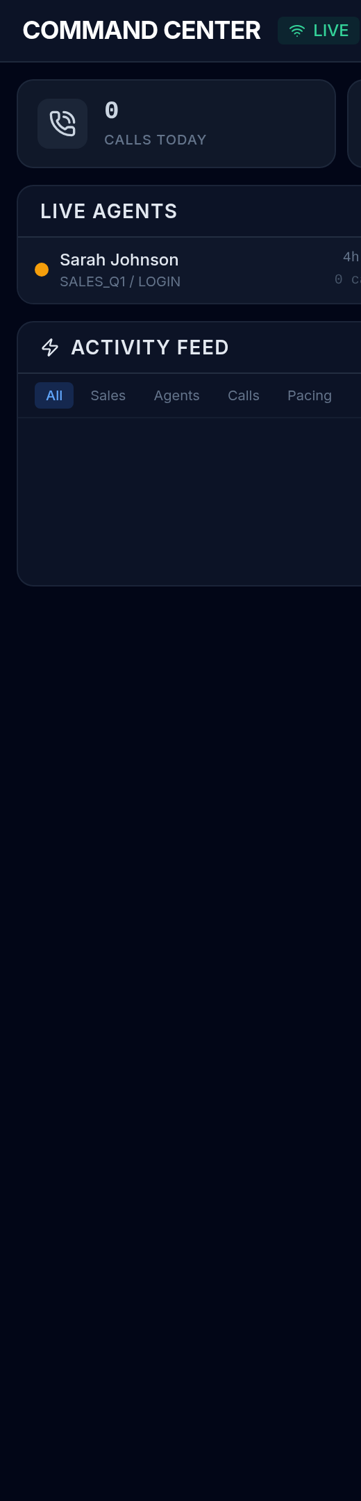 Sidebar navigation to Command Center