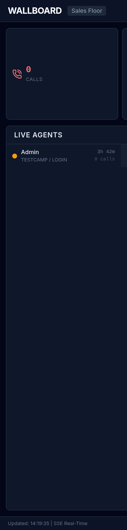 Sidebar navigation to Wallboard